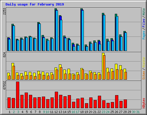 Daily usage for February 2019