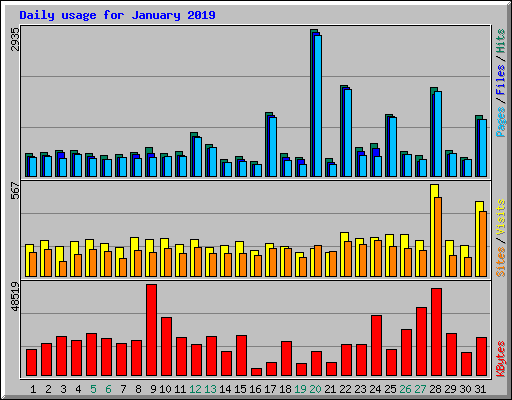 Daily usage for January 2019