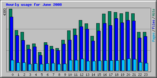 Hourly usage for June 2008