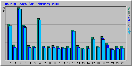 Hourly usage for February 2019